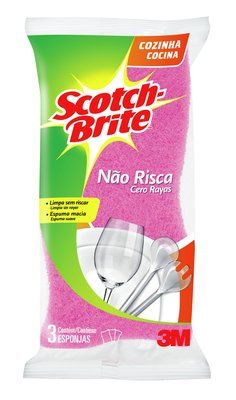 Esponja Não Risca Rosa Scotch-Brite - Pacote com 3