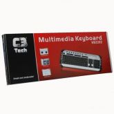 Teclado C3 Tech Multimídia Slim AB-II KB2202-1 BSI PS2 Preto/Prata